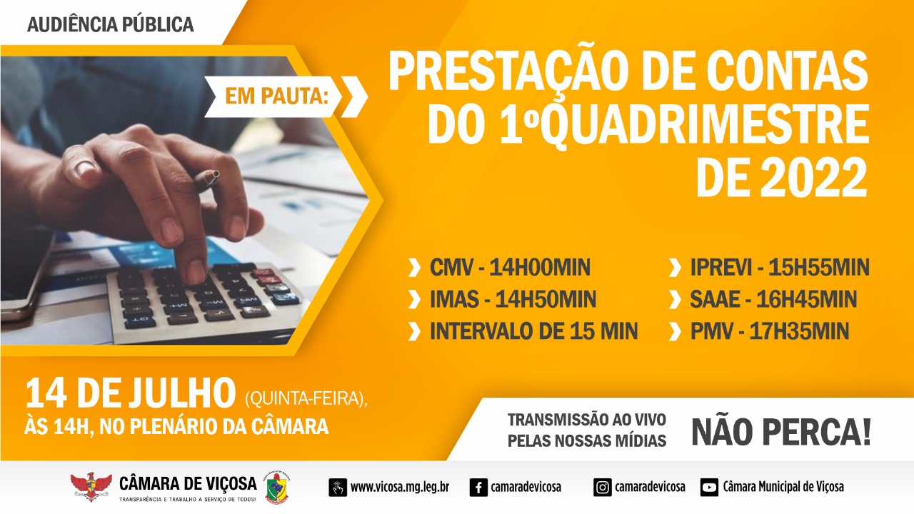 Audiência Pública - Prestação de Contas 1º quadrimestre de 2022.