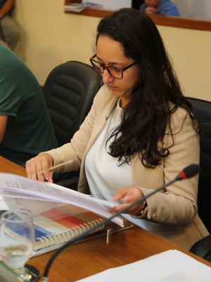 Vereadora Jamille Gomes (PT), 2ª Secretária da Mesa, e Presidente da Comissão de Finanças e Orçamento