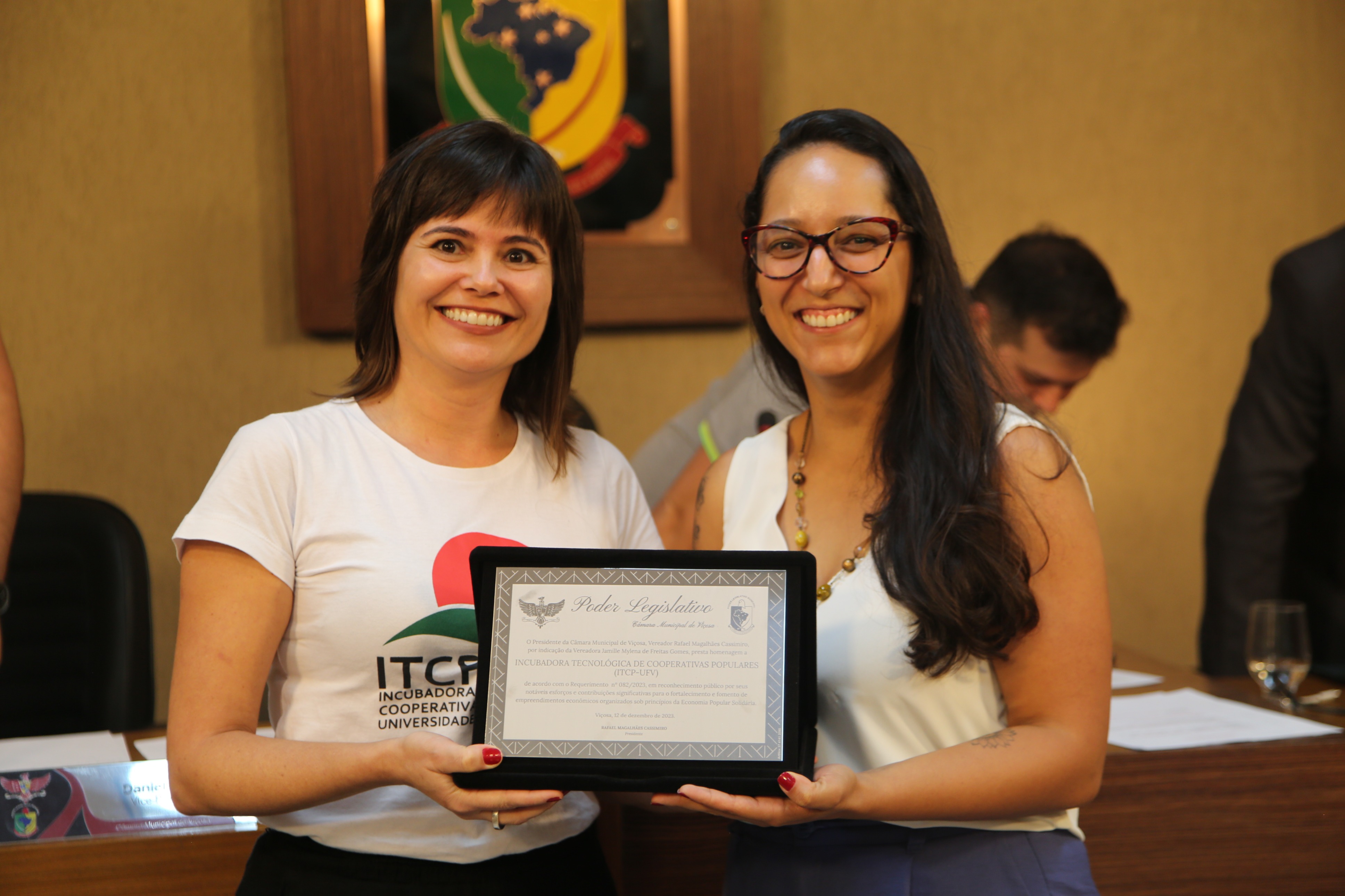 Homenagem à Incubadora Tecnológica de Cooperativas Populares (ITCP-UFV), por intermédio do Requerimento nº 082/23, da Vereadora Jamille Gomes (PT)