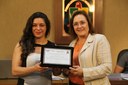 Homenagem  Entrega da placa alusiva à Advogada Regiane Cristina Ladeira, pelo 1º lugar na categoria Jiu Jitsu nos Jogos da Advocacia Nacional