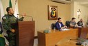 Mesa Diretora composta pelo Presidente da Casa, Vereador Rafael Magalhães (Rafael Filho do Zeca do Bar) (PSDB); Vice-Presidente, Vereador Daniel Cabral (PCdoB) e pelo Secretário da Mesa, Vereador Cristiano Gonçalves (Moto Link) (SOLIDARIEDADE); junto ao convidado, Rodrigo Henrique de Melo, Cabo da Polícia Militar de Meio Ambiente, atendendo ao Requerimento nº 004/2023.