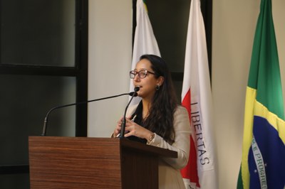 Vereadora Jamille Gomes (PT), Presidente da Comissão de Finanças e Orçamento, Presidenta em exercício no dia.