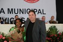 Vereador Sérgio Marota (PP) com a sua homenageada Maria Célia Gomes
